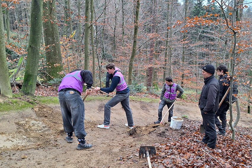 Der Seminarkurs Mountainbike bei der Trailpflege